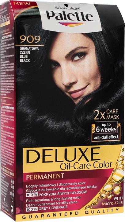 Actual product image Palette Deluxe Oil-Care Hair Dye Permanently Colouring From Micro Oil 909 Navyueack (909 Pomegranate black)
