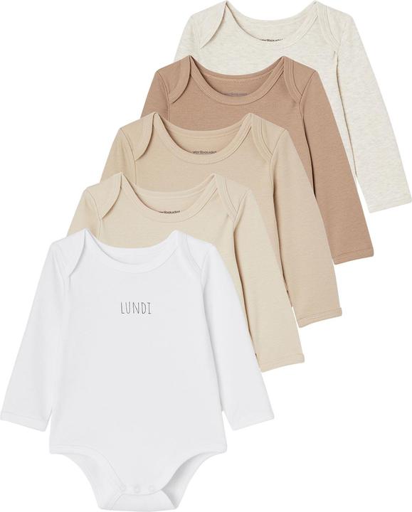 Vertbaudet 5er-Pack Baby Langarm-Bodys in Schlupfform BASIC, Bio-Baumwolle