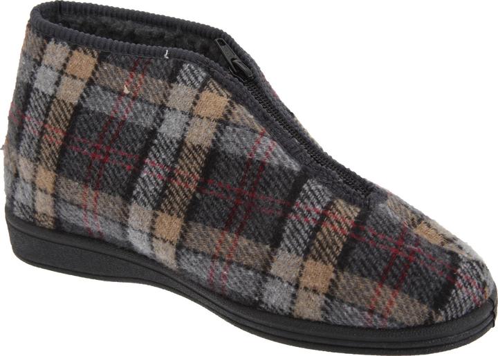 Universal Textiles Jed II ThermoHausschuhe Pantoffeln mit Reissverschluss kariert