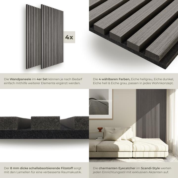 Actual product image tectake Acoustic Panel Set Sonic Wall - sound-absorbing felt, size adjustable (4 pcs.)
