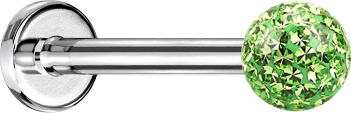 Immagine prodotto Star Piercing Micro Labret argento con sfera di cristallo verde chiaro e strato protettivo epossidico (senza ottone, Acciaio chirurgico 316L)