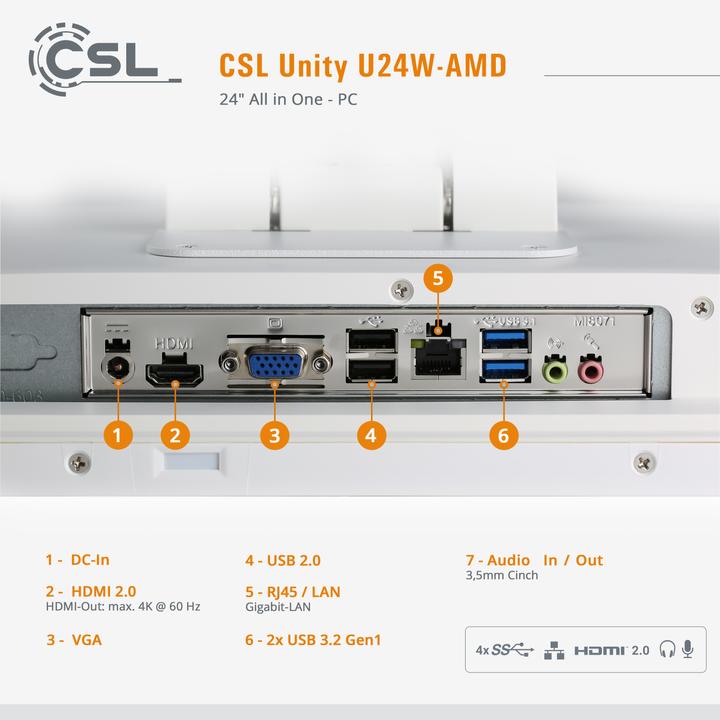 Produktbild CSL AIO Unity U24W-AMD (AMD Ryzen 7 5700G, 16 GB, 1000 GB, AMD Radeon Graphics)