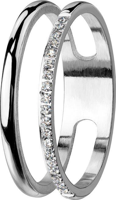 Produktbild Star Piercing Ring silber Doppelring mit Kristallen (Chirurgenstahl 316L)