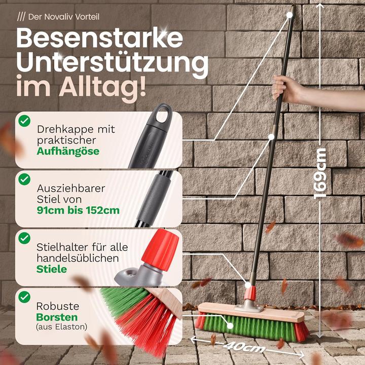 Produktbild Novaliv Kehrbesen Besen mit Teleskopstiel Strassenbesen mit Stiel Gartenbesen Industriebesen Hofbesen (1 Stk.)