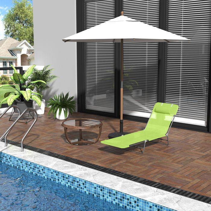 Actual product image Swisshandel24 Sonnenliege Gartenliege Relaxliege Bäderliege Zweibeinliege 4 Farben (Grün) (182 cm)