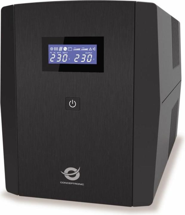 Actual product image Conceptronic ZEUS UPS 1500VA 900W Schuko IEC Start/LAN bw (1.50 VA, 900 W, Line-interactive UPS)