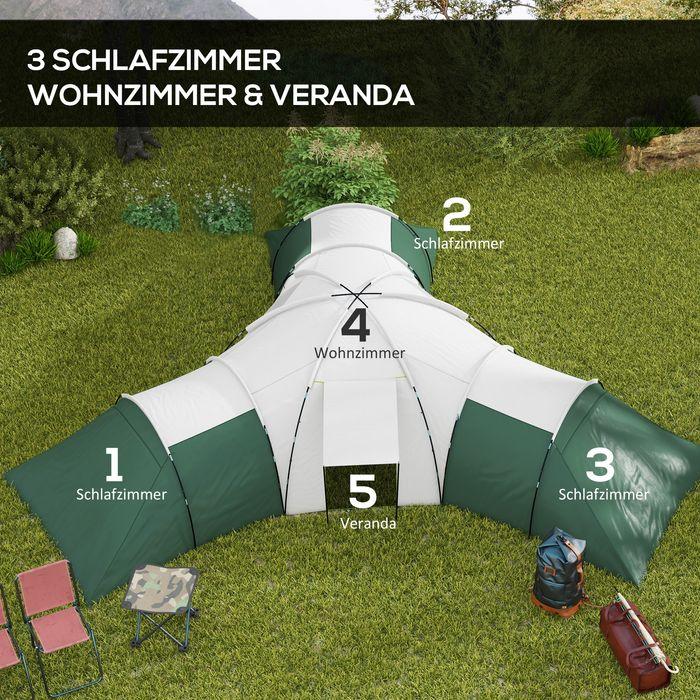 Image du produit Swisshandel24 Tunnelzelt Campingzelt für 6-9 Personen mit 3 Schlafzimmern, Wohnzimmer, Veranda (Tente tunnel, 6 personnes)