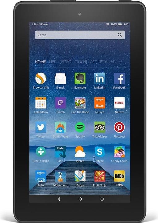 Amazon Fire Tablet 17,7 cm (7 Zoll), WLAN, 8 GB, mit Spezialangeboten (7", 8 GB, Schwarz)