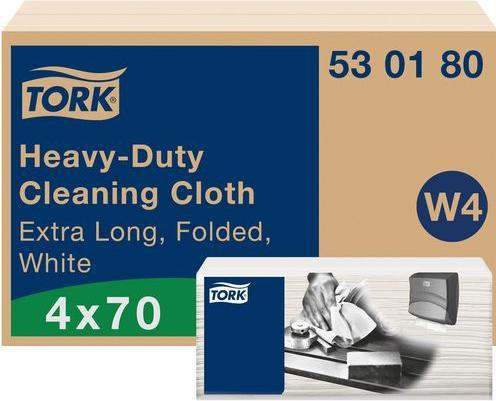 Image du produit Tork 530180 Chiffons de nettoyage robustes 61,5 x 35,5 cm blanc 1 pli, 4 x 70 pièces/carton, W4 chiffon (4 x)