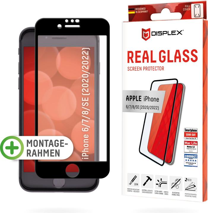 Produktbild Displex Real Glass, Full Cover Panzerglas (1 Stück, Apple iPhone 6, Apple iPhone 7, Apple iPhone 8, Apple iPhone SE (2nd Gen), Apple iPhone SE (3rd Gen))