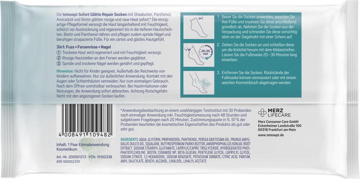 Actual product image Tetesept Instant Smooth+Repair socks (Soles)