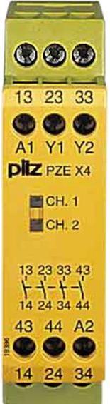 Actual product image Pilz PZE X4 safety relay with LED,24Vdc 4NO