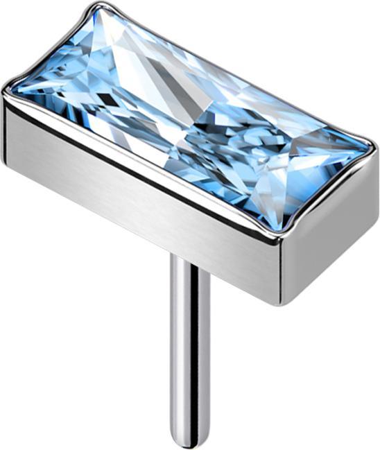 Star Piercing Threadless rechteck silber Kristall aqua (ohne Messing, Titan G23)