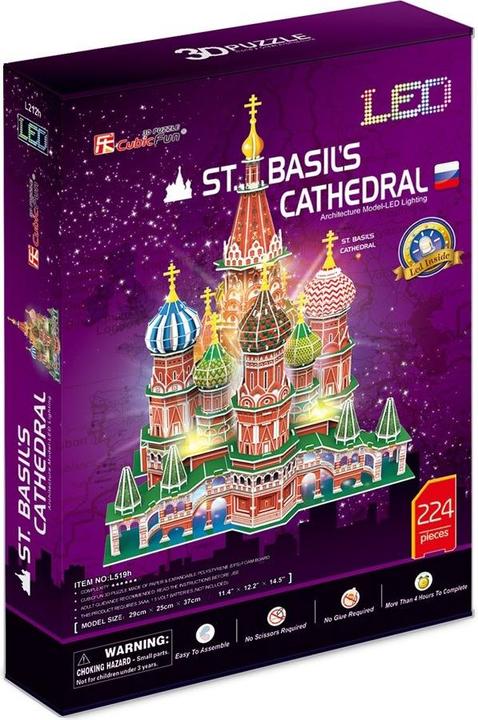 Actual product image Cubicfun 3D jigsaw "St. Basil's Cathedral" (LED) (224 pieces)