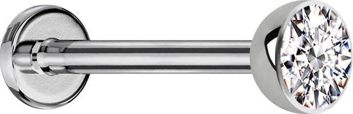 Produktbild Star Piercing Micro Threadless Labret silber Halbkugel mit Kristall silber (Titan G23, ohne Messing)