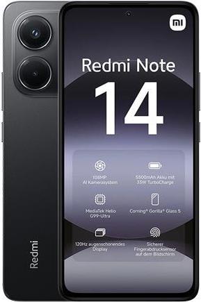 Actual product image Xiaomi Redmi Note 14 (256 GB, Midnight Black, 6.67", Dual SIM, 108 Mpx, 4G)