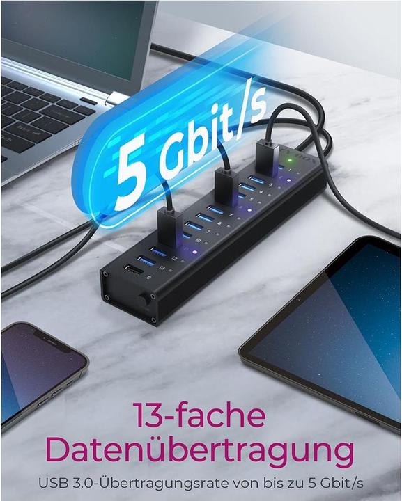 Produktbild Icy Box Ib-Ac6113 (USB-B, 13 Ports)