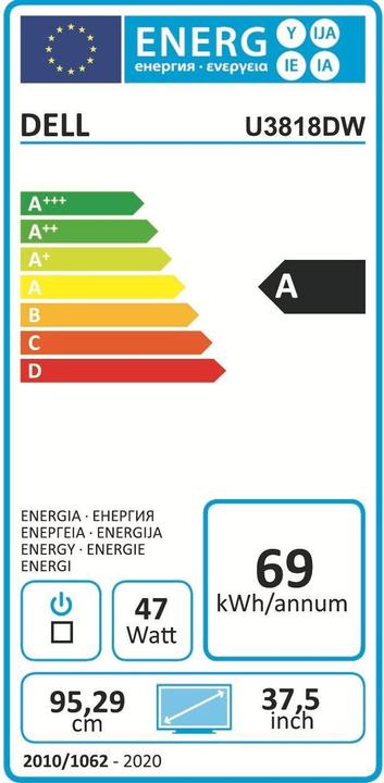 Etichetta energetica Dell UltraSharp U3818DW (3840 x 1600 pixel, 37.50")