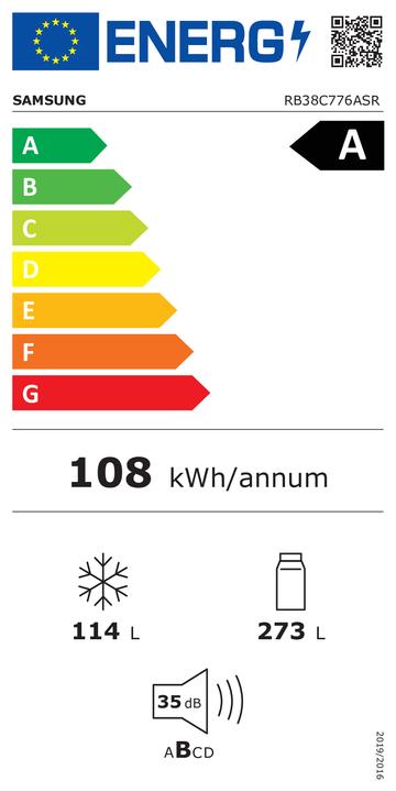 Energy Label Samsung RB38C776ASR/EF BESPOKE (387 l)
