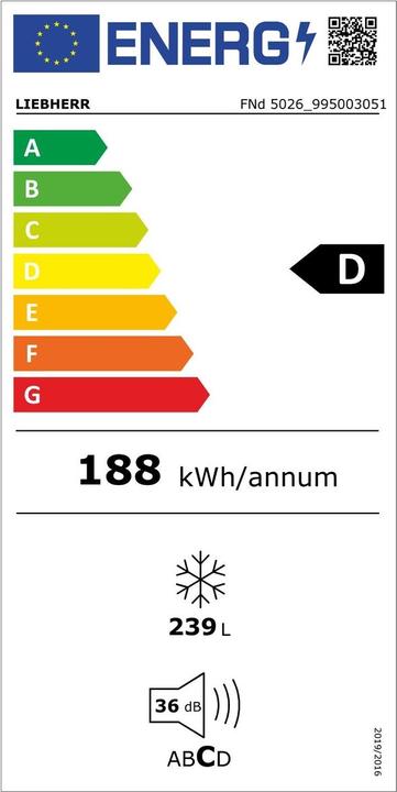 Energy Label Liebherr FNd5026-22 Plus NoFrost (Stand-alone, 238 l)