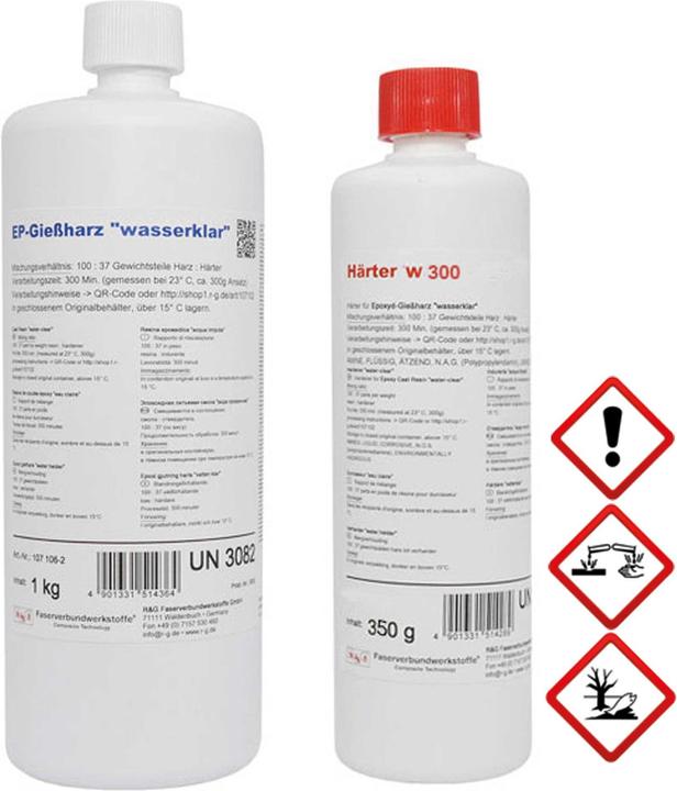 Immagine prodotto R&G resina epossidica da colata (trasparente all'acqua) + indurente w300, confezione da 1,35 kg