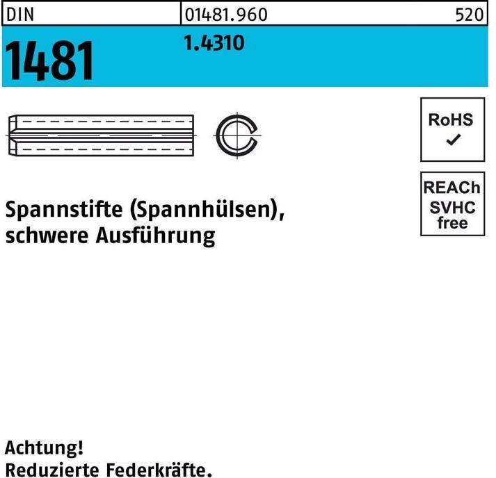 Produktbild Spannstift DIN 1481 1,5 x 10 1.4310 schwere Ausführung DIN 1481