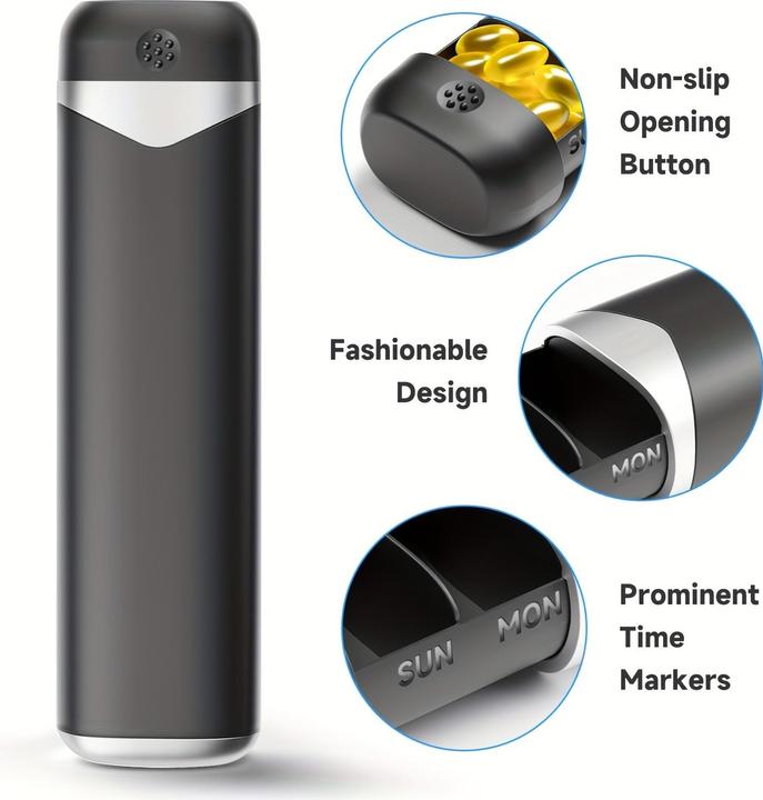 Immagine prodotto PhoneLook Woche Pillendose tragbar 7 Tage kompakte Medikamenten-Dispenser