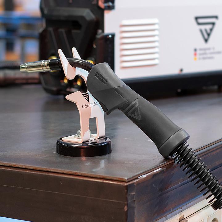 Produktbild Stahlwerk Schweissbrenner-Halterung mit magnetischem Standfuss weiss Wig Mig Plasma