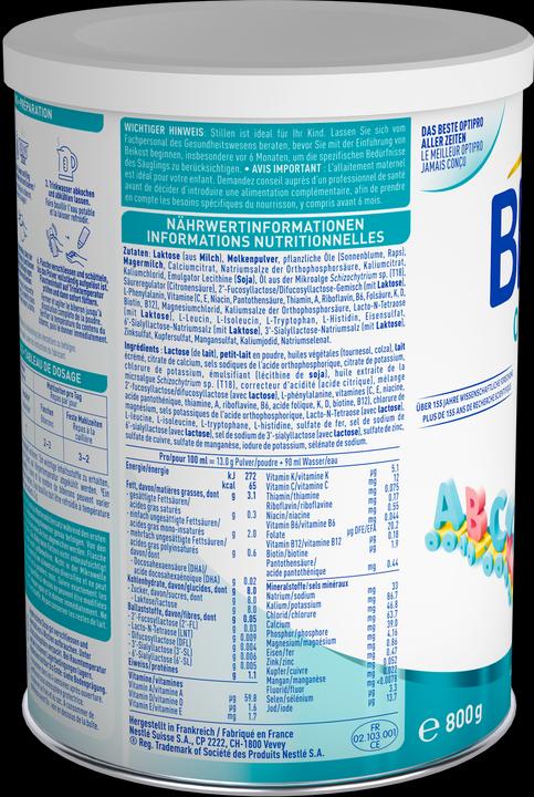 Nutritional values and ingredients Beba Optipro Junior 18+ (800 g, from 18 m.)