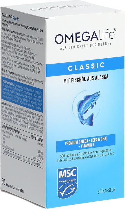 Actual product image Omega-Life Classic Caps 500 mg Ds 60 (60 Piece, Capsules, 128 g)