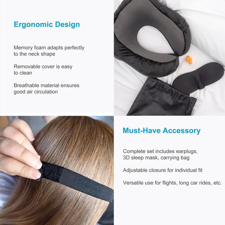 Actual product image Intirilife Neck pillow, eye mask, earplugs and storage bag (Head & neck pillow)