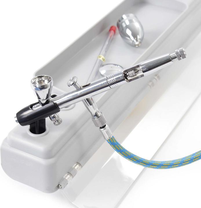 Actual product image Wiltec Paint Station for Airbrush Suction Unit, Rack for Paints, 4 Holders for Airbrush Guns, Attachment fo