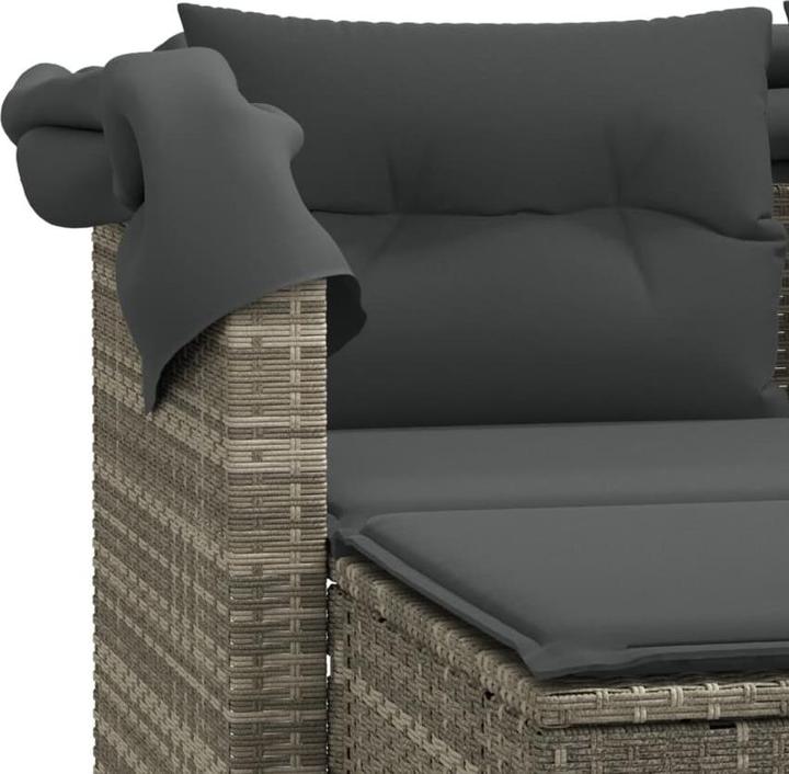 Image du produit VidaXL Canapé de jardin 2 places avec toit et poufs