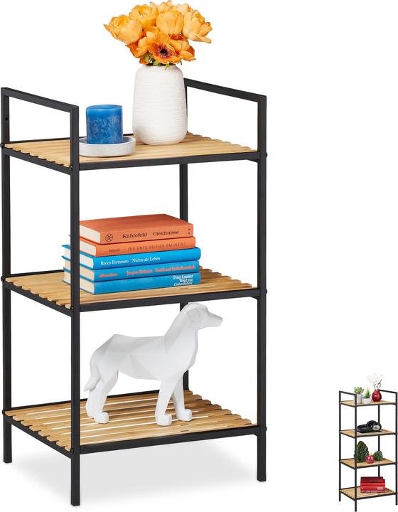Image du produit Relaxdays Etagère, bambou & métal (39 x 32,5 x 71 cm)
