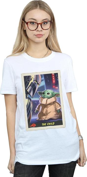 Actual product image Star Wars Womens/Ladies The Mandalorian The Child Card Cotton Boyfriend T-Shirt (XXL)