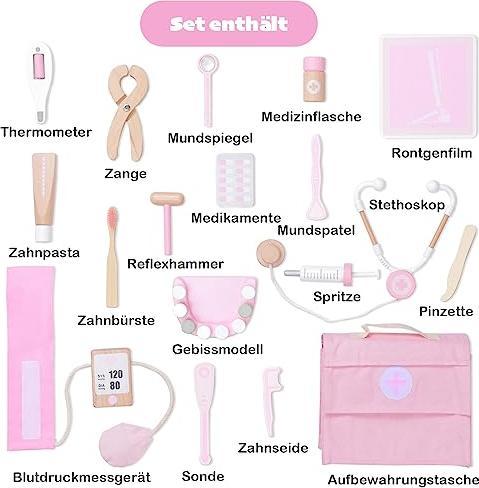 Produktbild Activity Board Arztkoffer Kinder, 18-teiliges Doktorkoffer Kinder, Arzt Kostüm Kinder mit Stetospok, Arzt