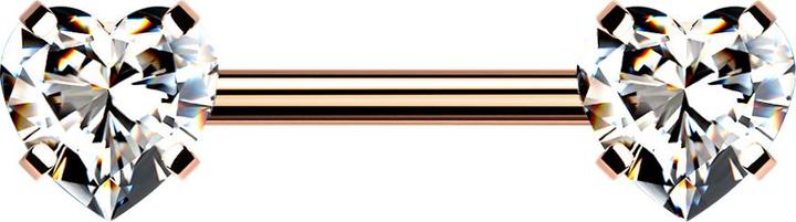Star Piercing Threadless Barbell rosegold front mit Herz Kristall silber gefasst (Chirurgenstahl 316L, ohne Messing)