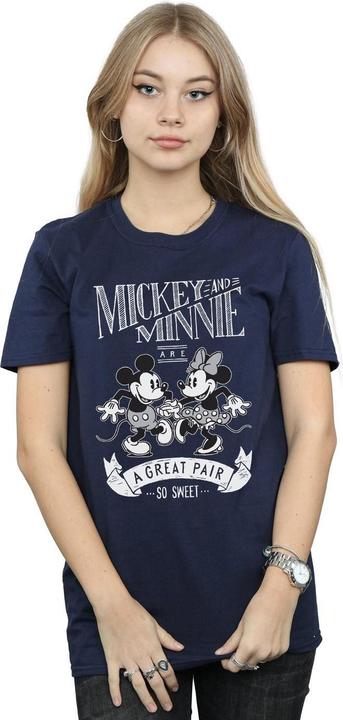 Actual product image Disney Womens/Ladies Mickey And Minnie Mouse Great Pair Cotton Boyfriend T-Shirt (S)