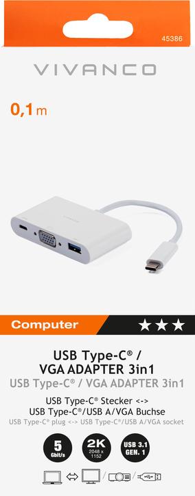 Produktbild Vivanco Adapter USB-C - VGA (USB Typ-C, 10 cm)