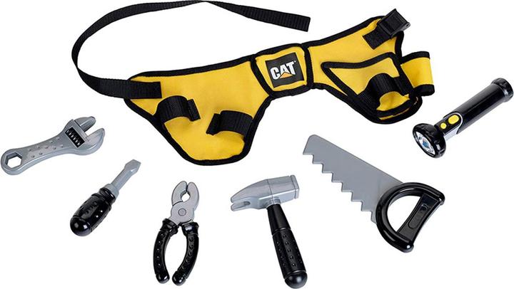 Image du produit Theo Klein 3222 CAT Ceinture à outils | Avec un outillage robuste comme marteau, pince etc... | Lampe-torche à