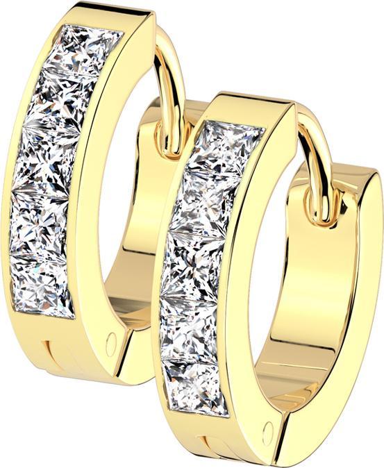 Star Piercing Ohrring vergoldet quadratische Kristalle silber (ohne Messing, Chirurgenstahl 316L)