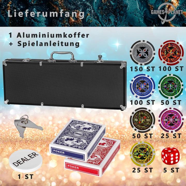 Immagine prodotto Games Planet Valigetta da poker, 500 fiches laser, edizione nera