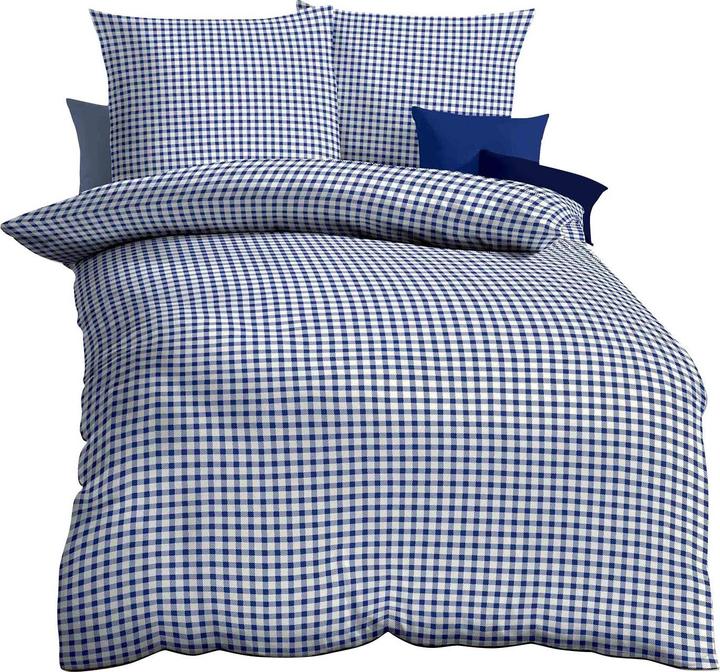 Produktbild Kaeppel Biber Bettwäsche Vichy Karo blau (Bettwäsche Set, 160 x 210 cm, 65 x 100 cm)
