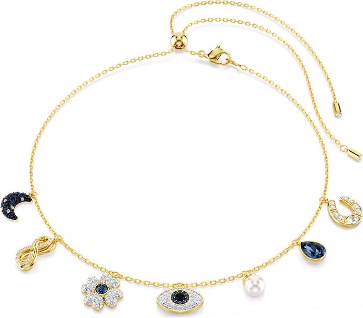 Swarovski Symbolica Halsband Mond Unendlichkeitssymbol Glücksklee Augensymbol und Hufeisen Blau Gold (Swarovski Metall)