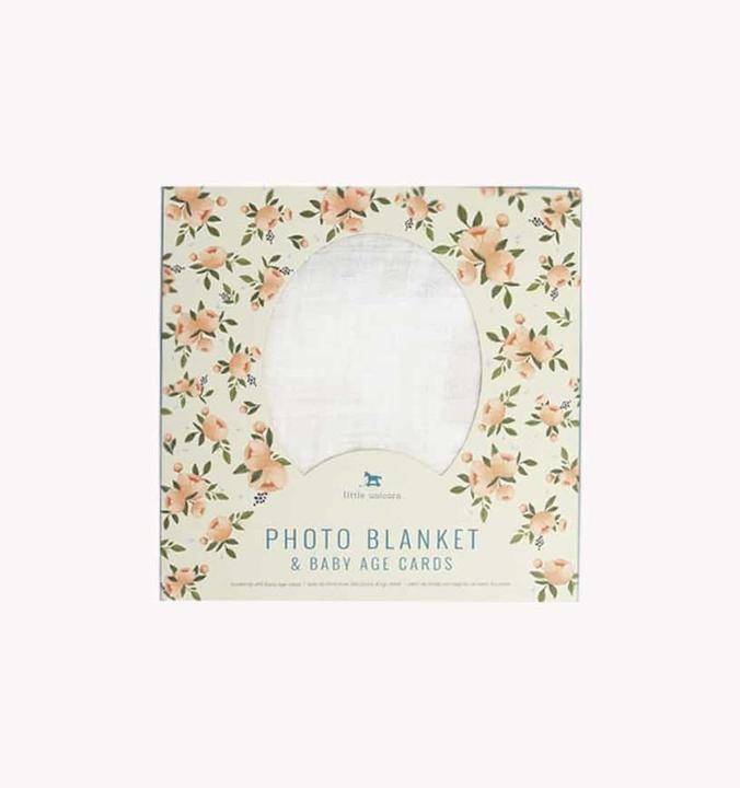 Image du produit little unicorn Photo Blanket & Milestone Set - Watercolor Roses (120 x 117 cm)