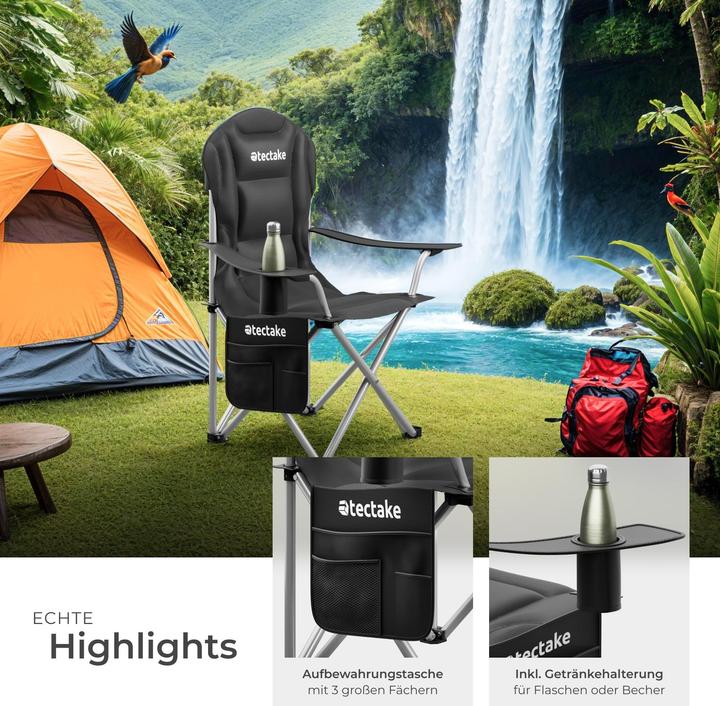 Produktbild tectake Gepolsterter Campingstuhl MTX, faltbar, mit Getränkehalter