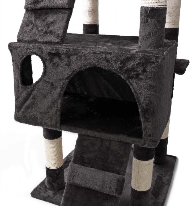 Actual product image Wiltec Cat Tree Scratching Post Climbing Tree in Black 170cm with Platforms Caves and Ramps (170 cm, Black)