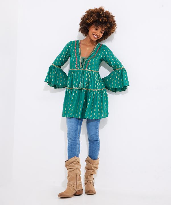 Actual product image Joe Browns Tiered Beaded Boho Mini Dress (44)