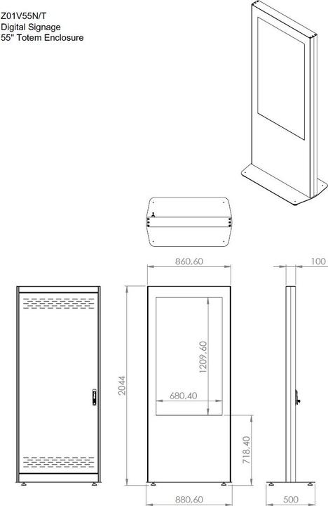 Produktbild DSS Indoor Stele Portrait, 55" Bildschirm, schwarz