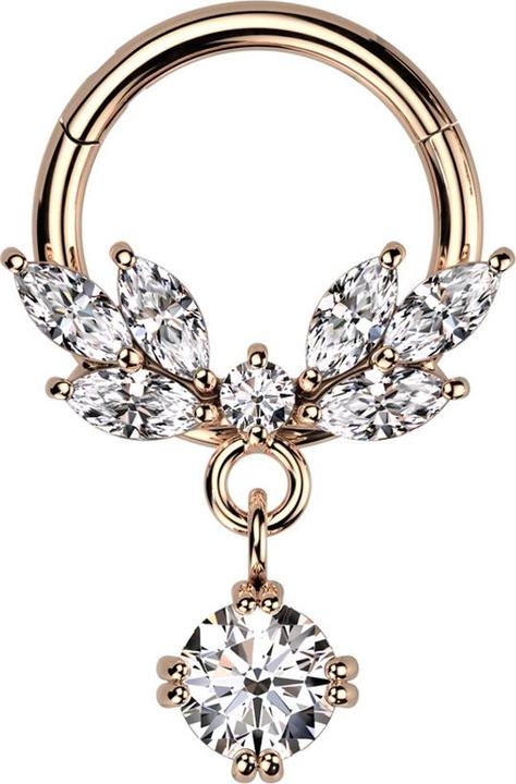 Image du produit Star Piercing Micro anneau segment pliable or rose cristal vigne pendentif cristal argent (Acier chirurgical 316L, Laiton)